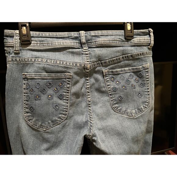 Chico’s Jeans Women’s 0.5P Straight Leg Mid Rise Diamond Blue Denim Petite - Picture 5 of 9